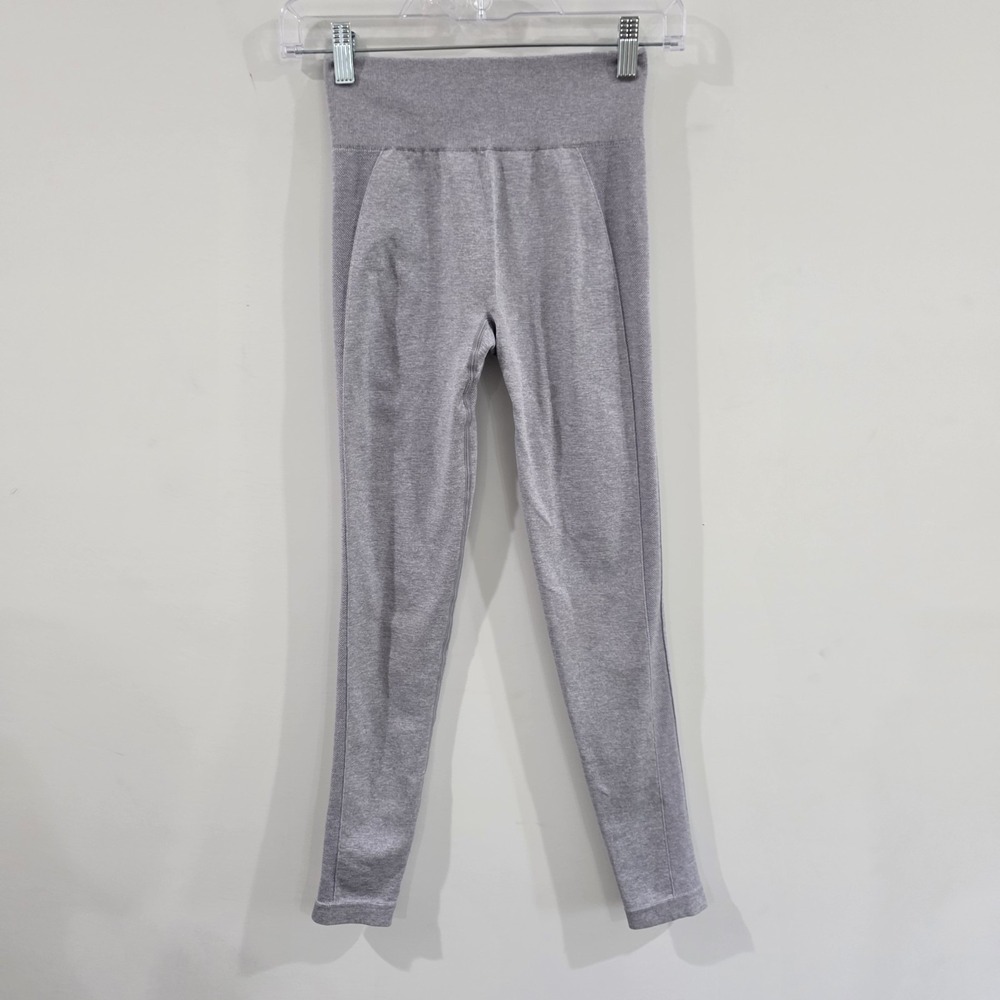 Gymshark Womens Flex High Waisted Contour Logo Leggings Size Xs Gray Workout Gym